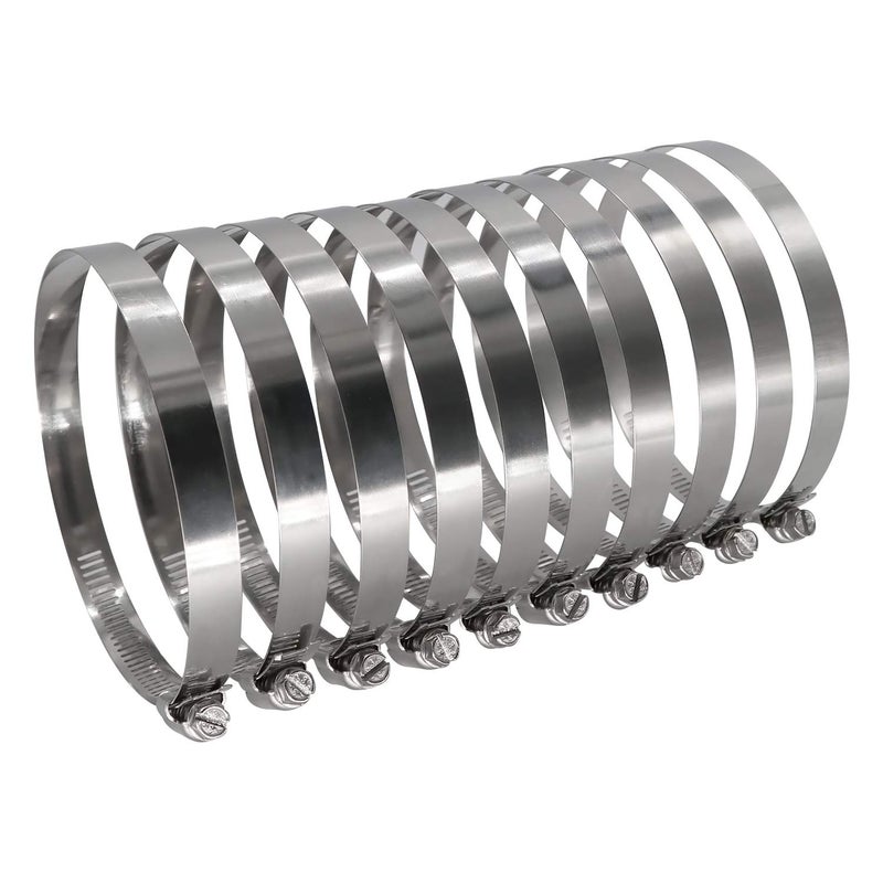 ROADFORMER 5" Worm Gear Hose Clamp - SAE 80 Size, Full Stainless Steel with 1/2" Band Width, Working Range 116mm - 140mm Hose Clamps,10 Pack - Image 1